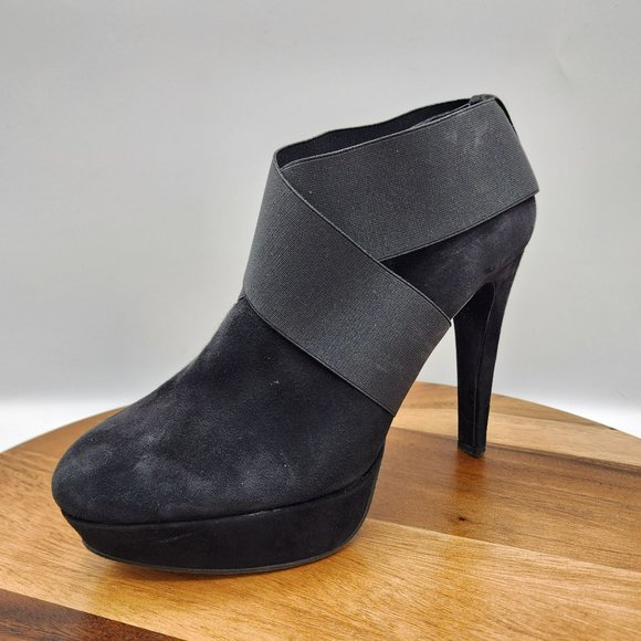 Stuart Weitzman Kilgore Ankle Boots 10 Black Suede Elastic Band Platform Pull On - Picture 13 of 13